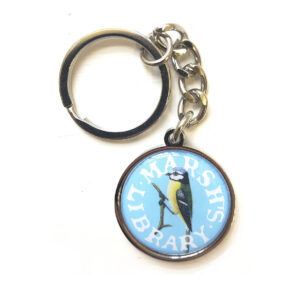 Keyring shop image. Blue tit on blue background.