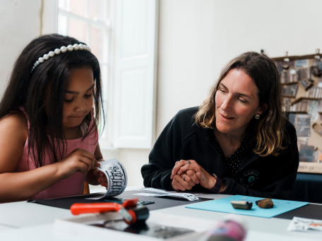 Making a bookmark in the teaching room