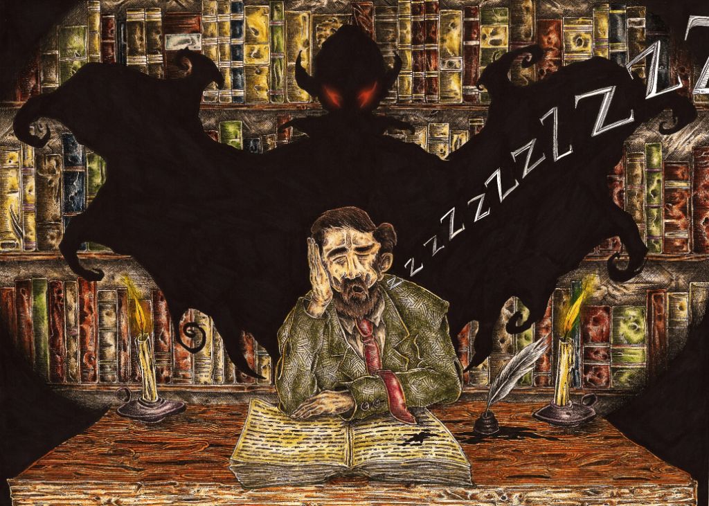 Comic Poster of Bram Stoker in the Reading Room